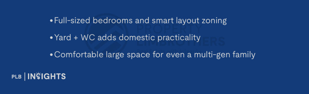 Full-sized bedrooms and smart layout zoning

Yard + WC adds domestic practicality

Comfortable large space for even a multi-gen family