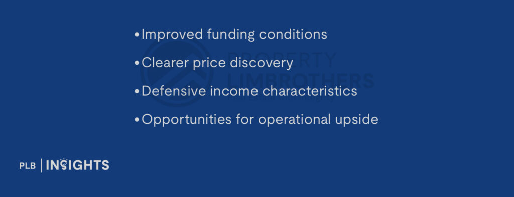 Improved funding conditions
Clearer price discovery
Defensive income characteristics
Opportunities for operational upside