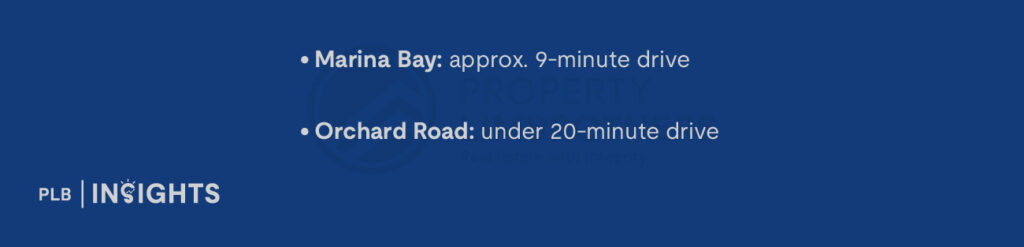 Marina Bay: approx. 9-minute drive
Orchard Road: under 20-minute drive