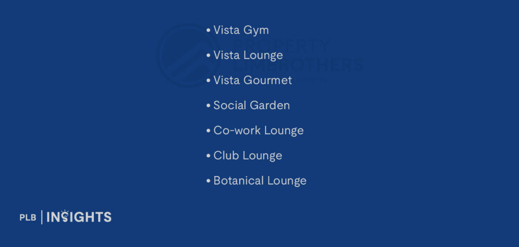 Vista Gym
Vista Lounge
Vista Gourmet
Social Garden
Co-work Lounge
Club Lounge
Botanical Lounge