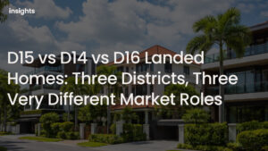 D15 vs D14 vs D16 landed homes in Singapore — an in-depth comparison of terrace, semi-detached and detached properties, pricing trends, liquidity and buyer positioning in the East’s landed market.